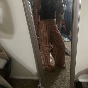SHEIN Red and Orange Wide Leg Pants